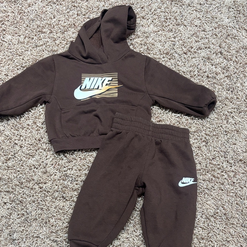 Nike Kids Chocolate Brown Hoodie and Joggers Set